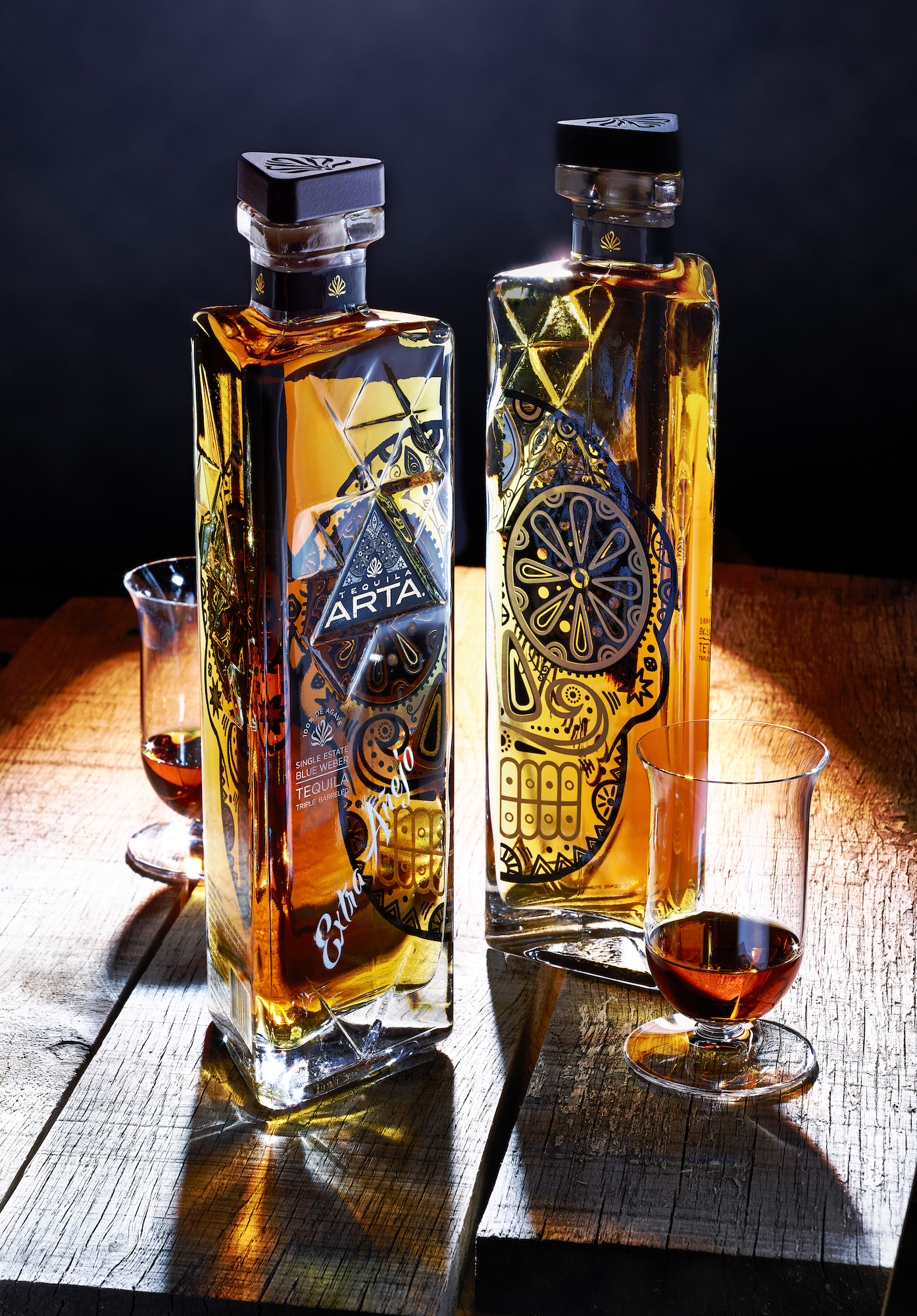 Mass Produced Custom Designed Arta Tequila Custom Glass Bottle